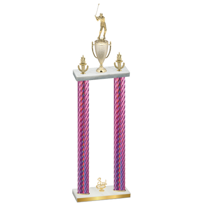 Double Pink Carbon Fiber Third Place Golf Trophy