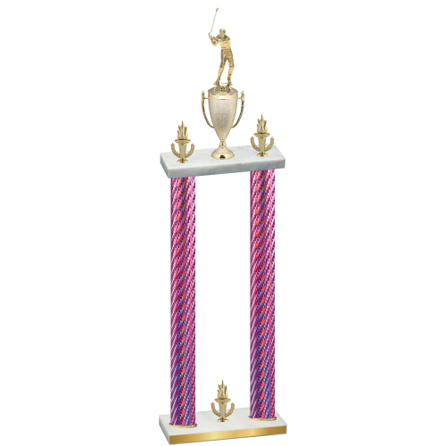 Double Pink Carbon Fiber Victory Golf Trophy