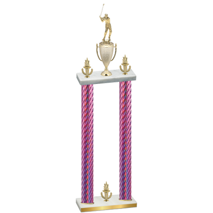 Double Pink Carbon Fiber Victory Golf Trophy