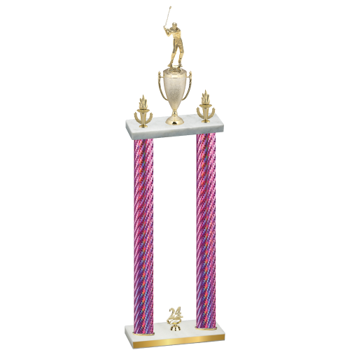 Double Pink Carbon Fiber Year Golf Trophy