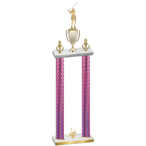 Double Pink Carbon Fiber First Place Golf Trophy