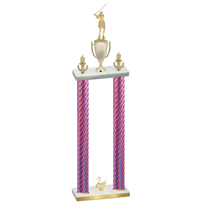 Double Pink Carbon Fiber Second Place Golf Trophy