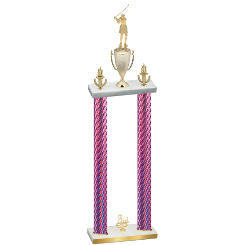Double Pink Carbon Fiber Third Place Golf Trophy