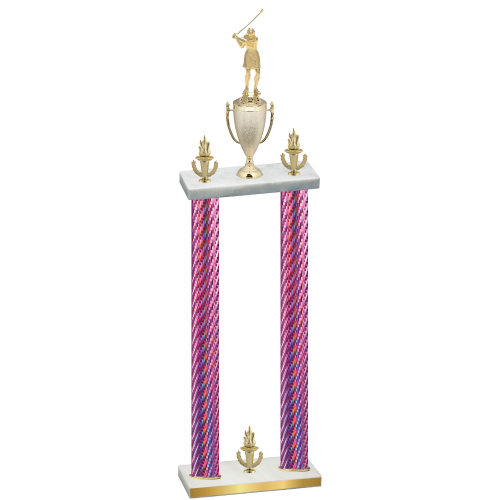 Double Pink Carbon Fiber Victory Golf Trophy