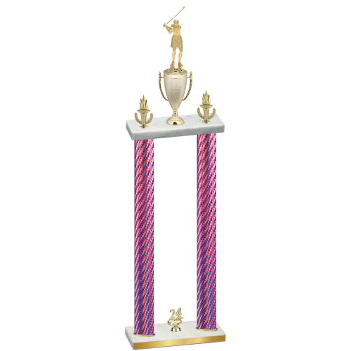 Double Pink Carbon Fiber Year Golf Trophy