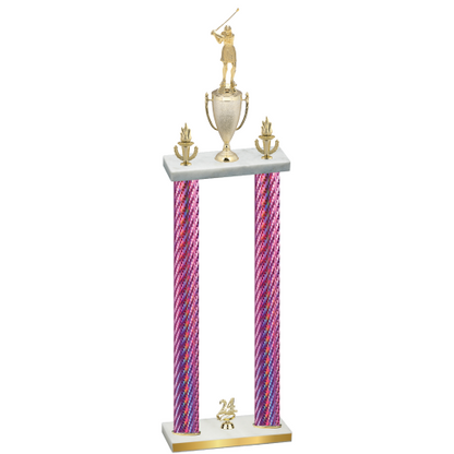 Double Pink Carbon Fiber Year Golf Trophy