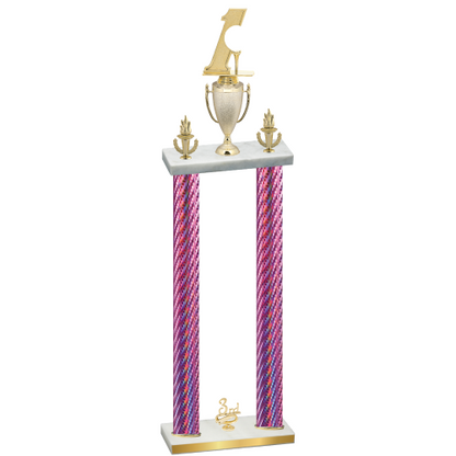 Double Pink Carbon Fiber Third Place Golf Trophy