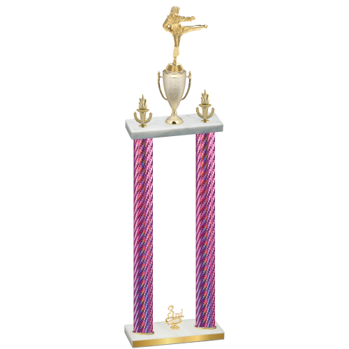 Double Pink Carbon Fiber Third Place Karate Trophy