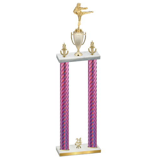 Double Pink Carbon Fiber Year Karate Trophy