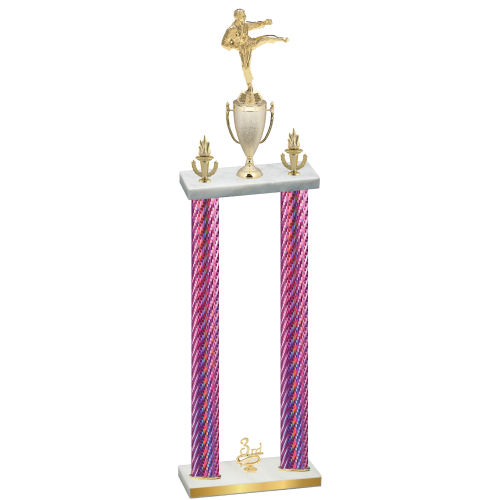 Double Pink Carbon Fiber Third Place Karate Trophy