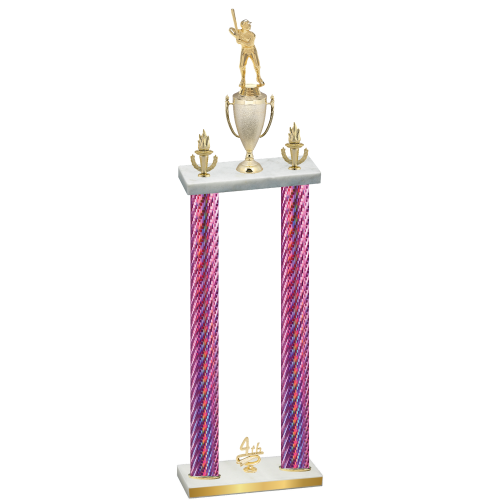 Double Pink Carbon Fiber Fourth Place Baseball Trophy