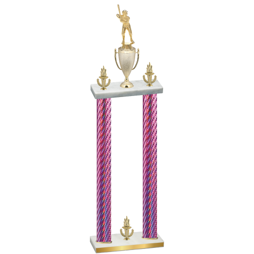 Double Pink Carbon Fiber Victory Baseball Trophy