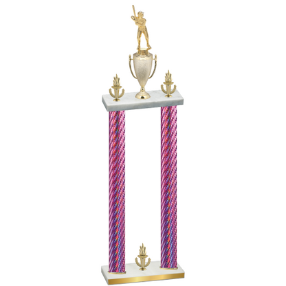 Double Pink Carbon Fiber Victory Baseball Trophy