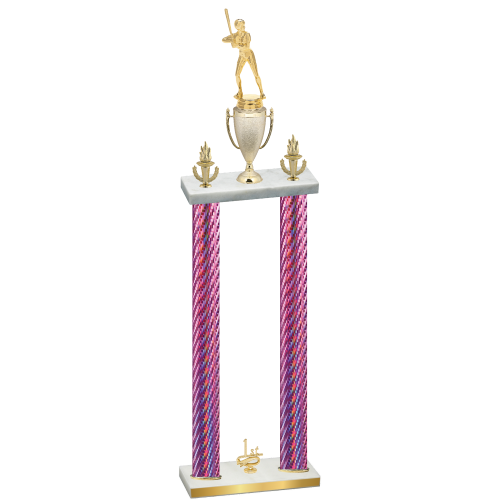 Double Pink Carbon Fiber First Place Softball Trophy