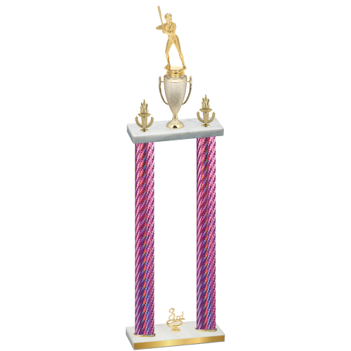 Double Pink Carbon Fiber Third Place Softball Trophy