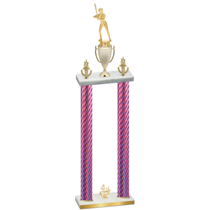 Double Pink Carbon Fiber Fourth Place Softball Trophy