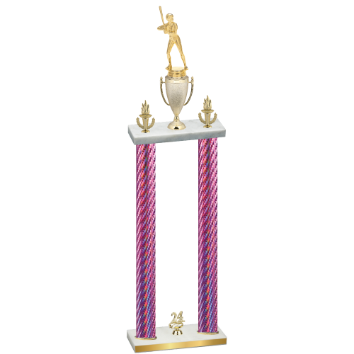 Double Pink Carbon Fiber Year Softball Trophy