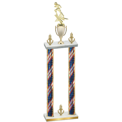 Double Flag USA Victory Football Trophy
