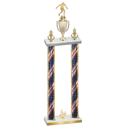 Double Flag USA Fourth Place Soccer Trophy