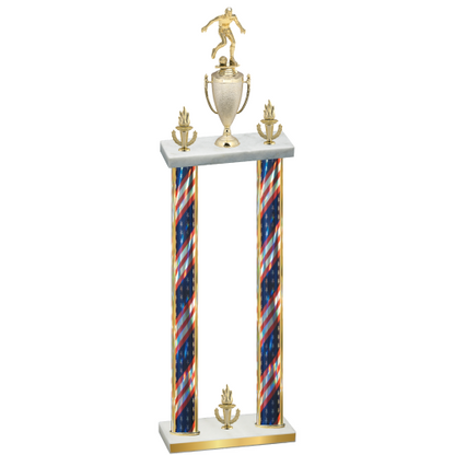 Double Flag USA Victory Soccer Trophy
