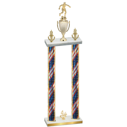 Double Flag USA Fourth Place Soccer Trophy