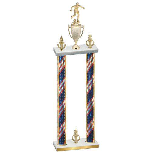 Double Flag USA Victory Soccer Trophy