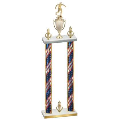 Double Flag USA Victory Soccer Trophy