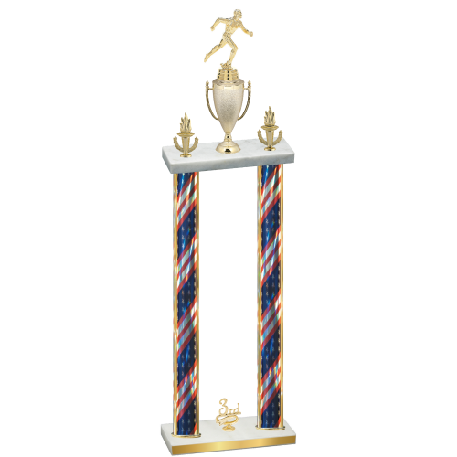 Double Flag USA Third Place Running Trophy