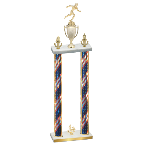 Double Flag USA Fourth Place Running Trophy