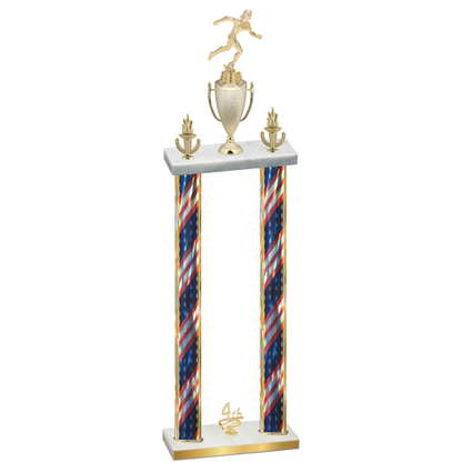 Double Flag USA Fourth Place Running Trophy
