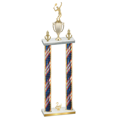 Double Flag USA Second Place Tennis Trophy