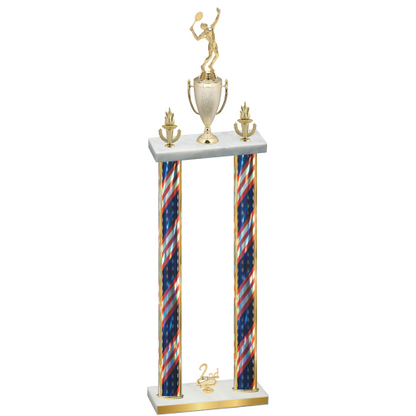 Double Flag USA Second Place Tennis Trophy