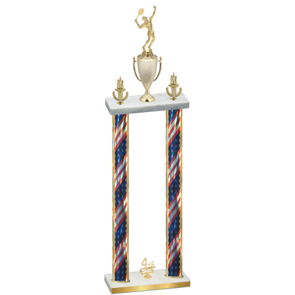 Double Flag USA Fourth Place Tennis Trophy