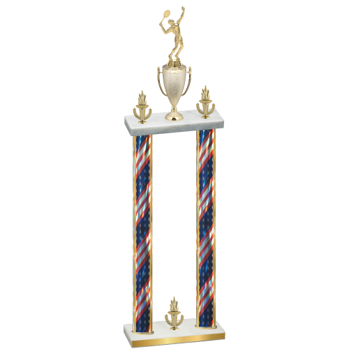 Double Flag USA Victory Tennis Trophy