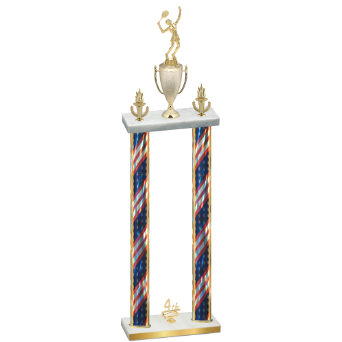 Double Flag USA Fourth Place Tennis Trophy