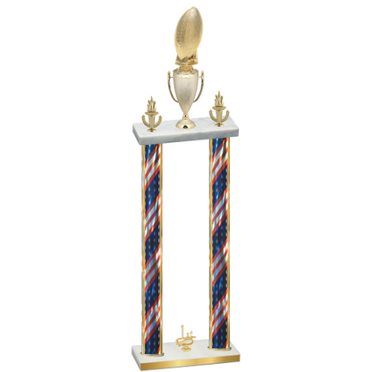 Double Flag USA First Place Football Trophy