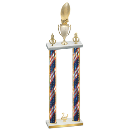 Double Flag USA Second Place Football Trophy