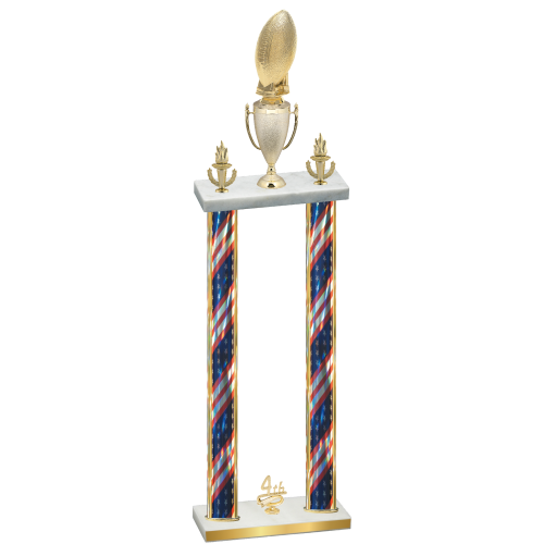 Double Flag USA Fourth Place Football Trophy