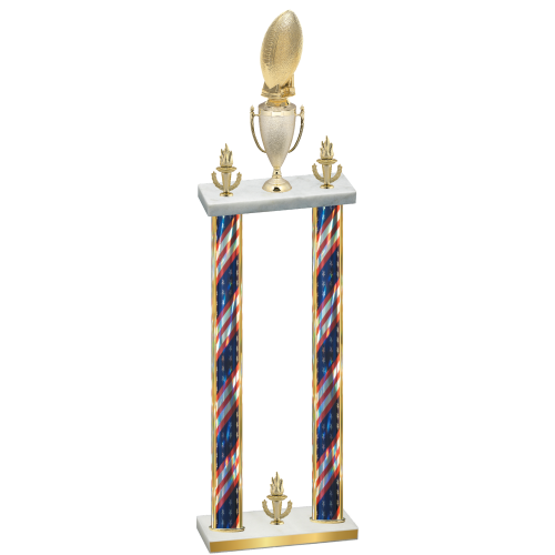 Double Flag USA Victory Football Trophy