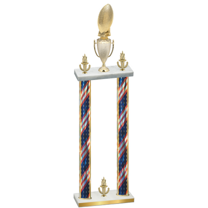 Double Flag USA Victory Football Trophy
