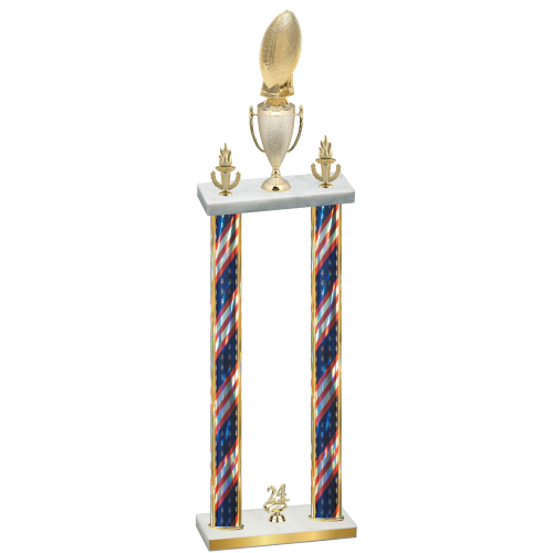 Double Flag USA Year Football Trophy