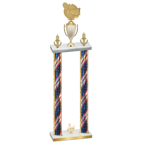 Double Flag USA Third Place Tennis Trophy