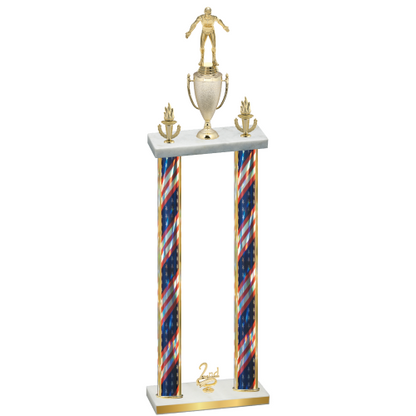Double Flag USA Second Place Wrestling Trophy