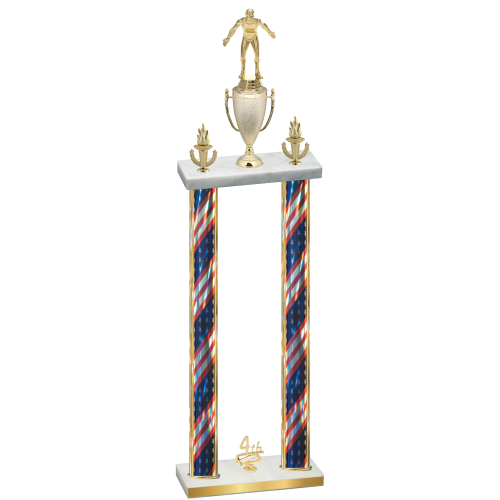 Double Flag USA Fourth Place Wrestling Trophy