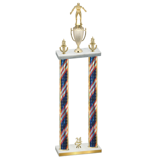 Double Flag USA Year Wrestling Trophy