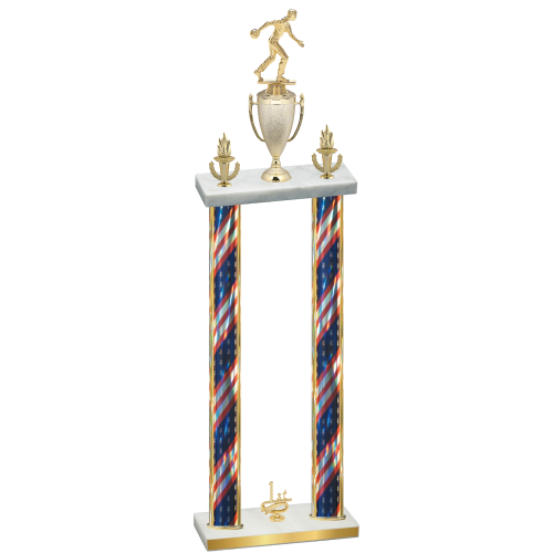 Double Flag USA First Place Bowling Trophy