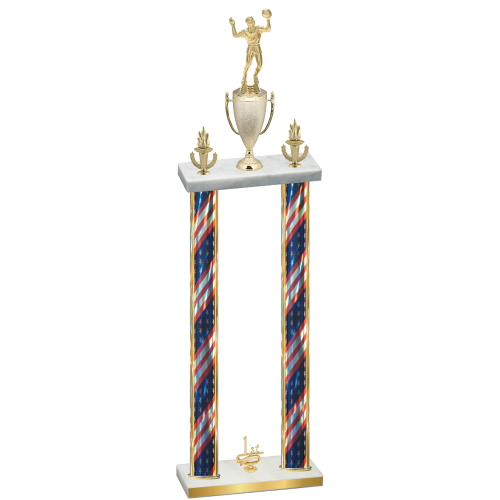 Double Flag USA First Place Volleyball Trophy