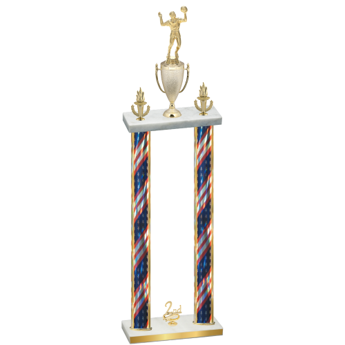 Double Flag USA Second Place Volleyball Trophy