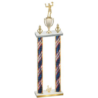 Double Flag USA Third Place Volleyball Trophy