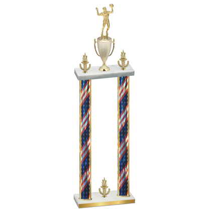 Double Flag USA Victory Volleyball Trophy
